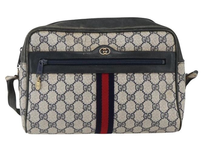 Borsa a Spalla Gucci GG Supreme Sherry Line PVC Blu Navy Oro Auth ep13194 D'oro - vista 2