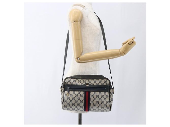 Borsa a Spalla Gucci GG Supreme Sherry Line PVC Blu Navy Oro Auth ep13194 D'oro - vista 22