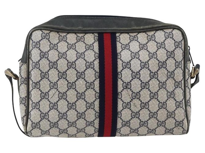 Borsa a Spalla Gucci GG Supreme Sherry Line PVC Blu Navy Oro Auth ep13194 D'oro - vista 3