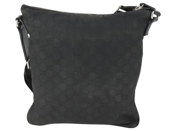 Borsa a Spalla GG in Tela Gucci Nylon Nera Argento 449184 Auth BA9907 Nero - vista 3