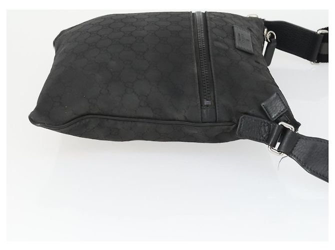 Borsa a Spalla GG in Tela Gucci Nylon Nera Argento 449184 Auth BA9907 Nero - vista 4