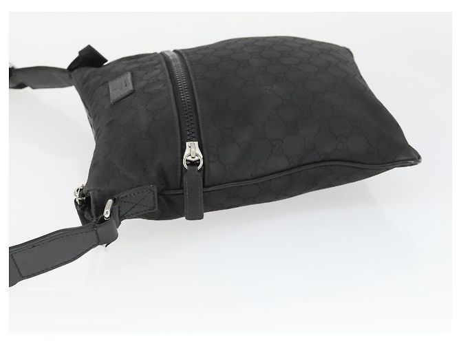 Borsa a Spalla GG in Tela Gucci Nylon Nera Argento 449184 Auth BA9907 Nero - vista 5