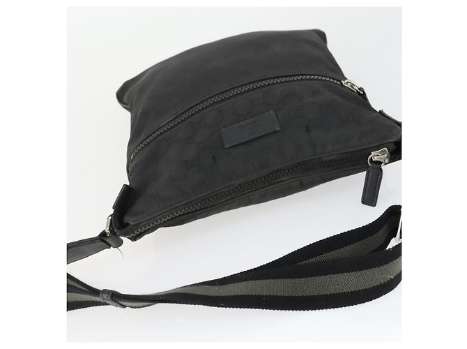 Borsa a Spalla GG in Tela Gucci Nylon Nera Argento 449184 Auth BA9907 Nero - vista 6