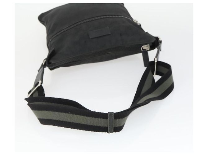 Borsa a Spalla GG in Tela Gucci Nylon Nera Argento 449184 Auth BA9907 Nero - vista 7