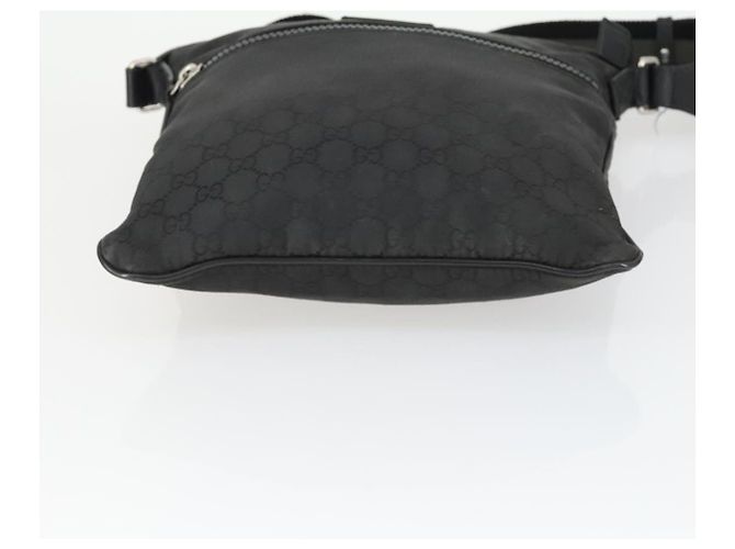 Borsa a Spalla GG in Tela Gucci Nylon Nera Argento 449184 Auth BA9907 Nero - vista 9
