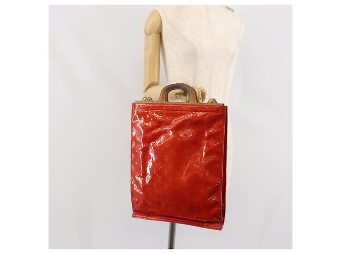 LOUIS VUITTON Borsa Tote Stanton Monogram Vernis Rossa M91078 LV Auth 169097 Rosso - vista 20