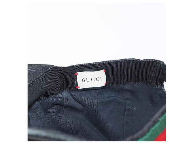 Cappello GUCCI GG Canvas Web Sherry Line Nero Rosso Verde 200035 Auth 163480 - vista 10
