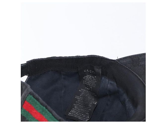 Cappello GUCCI GG Canvas Web Sherry Line Nero Rosso Verde 200035 Auth 163480 - vista 11