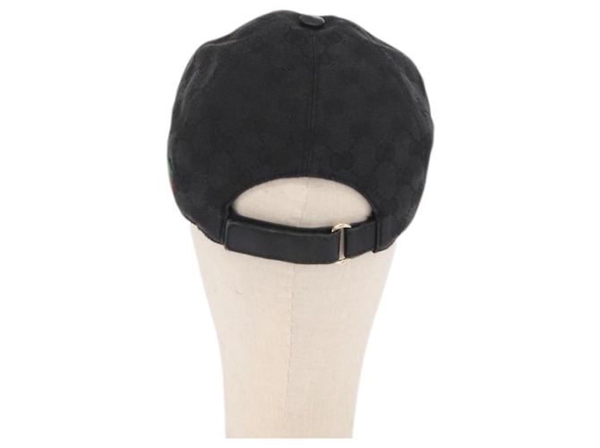 Cappello GUCCI GG Canvas Web Sherry Line Nero Rosso Verde 200035 Auth 163480 - vista 3