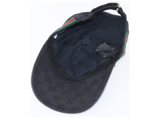 Cappello GUCCI GG Canvas Web Sherry Line Nero Rosso Verde 200035 Auth 163480 - vista 8