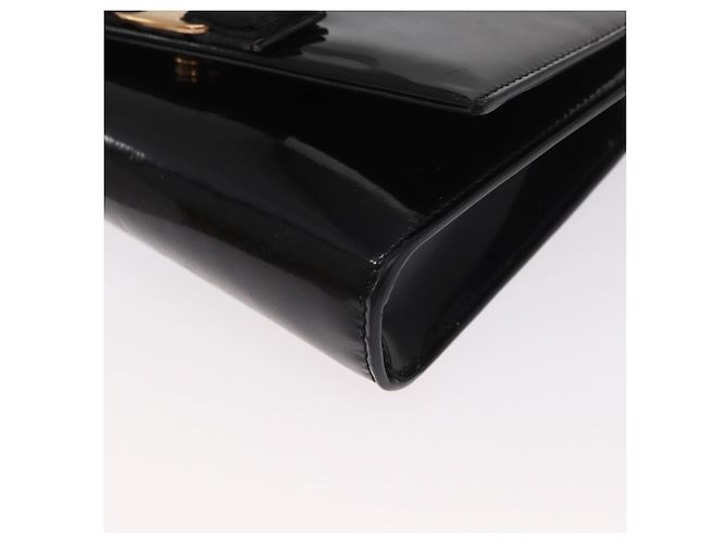 Borsa Vala Chain di Salvatore Ferragamo in pelle verniciata nera e oro Auth hk3377 Nero D'oro - vista 11