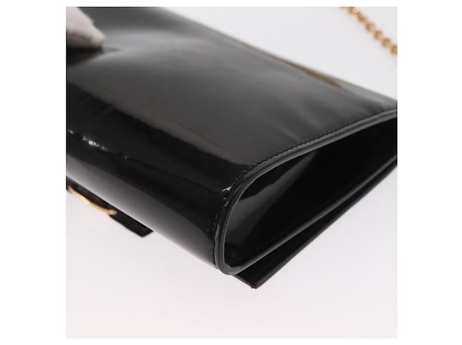 Borsa Vala Chain di Salvatore Ferragamo in pelle verniciata nera e oro Auth hk3377 Nero D'oro - vista 13