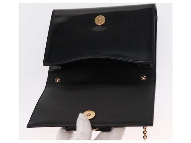 Borsa Vala Chain di Salvatore Ferragamo in pelle verniciata nera e oro Auth hk3377 Nero D'oro - vista 15