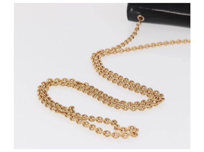 Borsa Vala Chain di Salvatore Ferragamo in pelle verniciata nera e oro Auth hk3377 Nero D'oro - vista 7