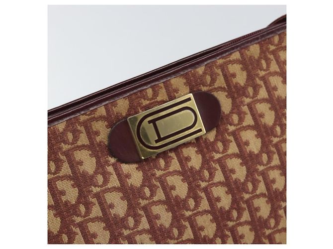 Borsa a Spalla in Tela Trotter Christian Dior Rossa Oro Auth 159831 - vista 14