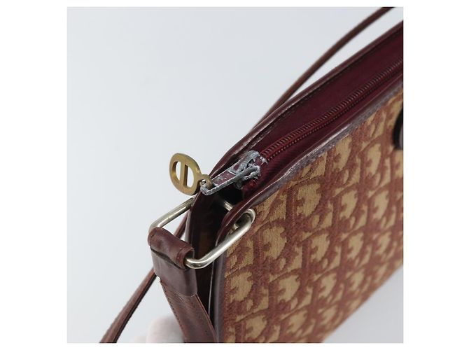 Borsa a Spalla in Tela Trotter Christian Dior Rossa Oro Auth 159831 - vista 15