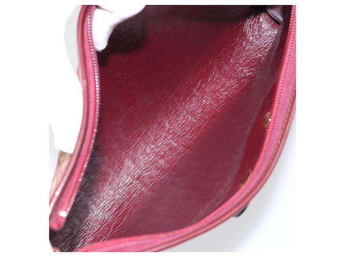 Borsa a Spalla in Tela Trotter Christian Dior Rossa Oro Auth 159831 - vista 17