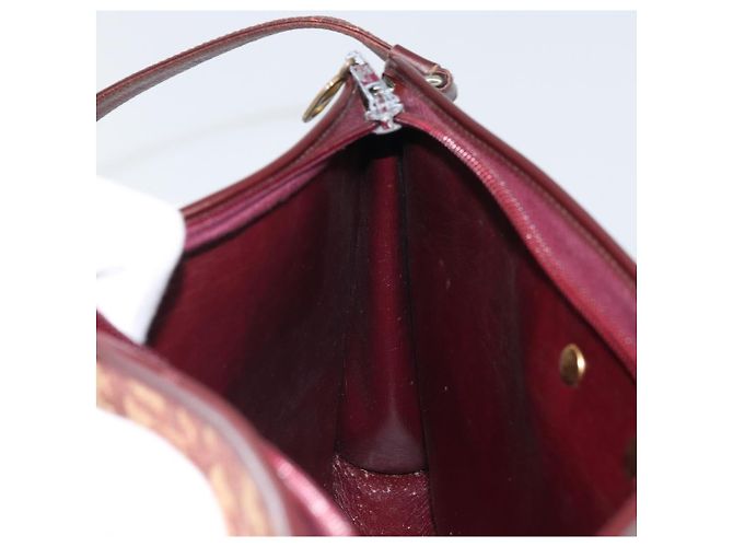 Borsa a Spalla in Tela Trotter Christian Dior Rossa Oro Auth 159831 - vista 18
