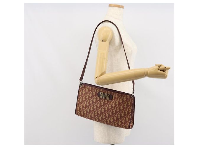 Borsa a Spalla in Tela Trotter Christian Dior Rossa Oro Auth 159831 - vista 20