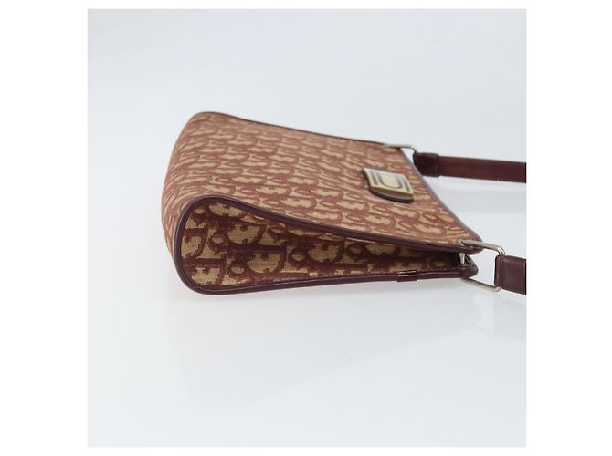 Borsa a Spalla in Tela Trotter Christian Dior Rossa Oro Auth 159831 - vista 4