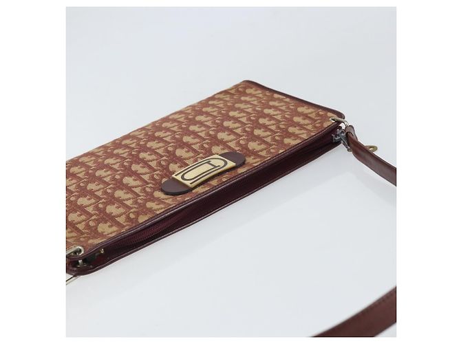 Borsa a Spalla in Tela Trotter Christian Dior Rossa Oro Auth 159831 - vista 6