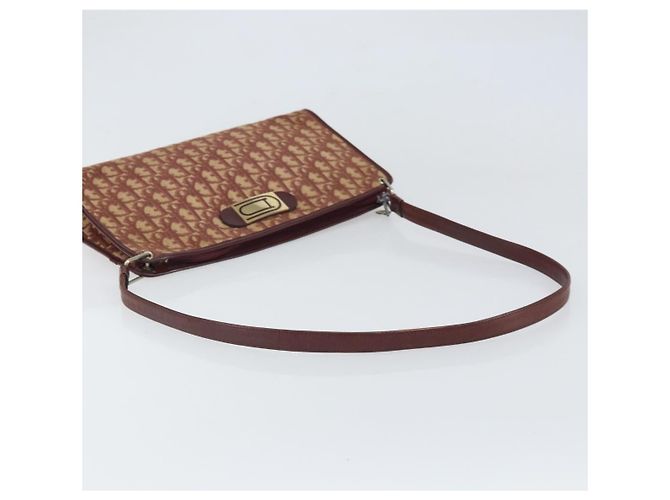 Borsa a Spalla in Tela Trotter Christian Dior Rossa Oro Auth 159831 - vista 7