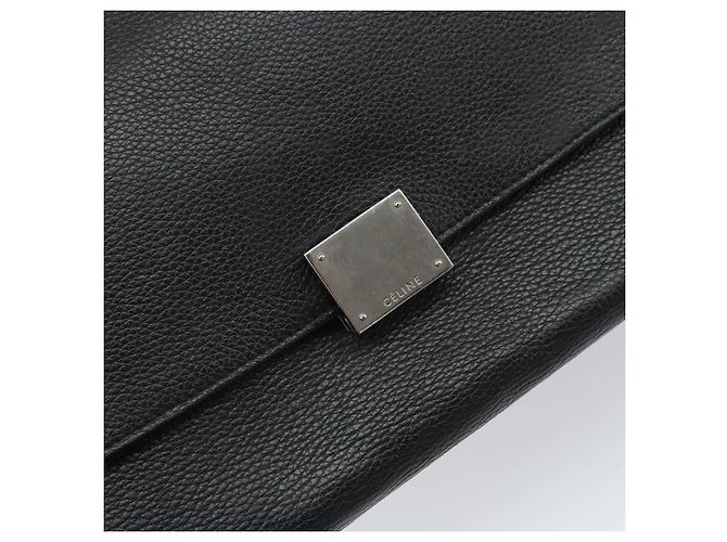 Céline Borsa Trapeze in pelle e suede nera argento autentica 165042 Nero - vista 14