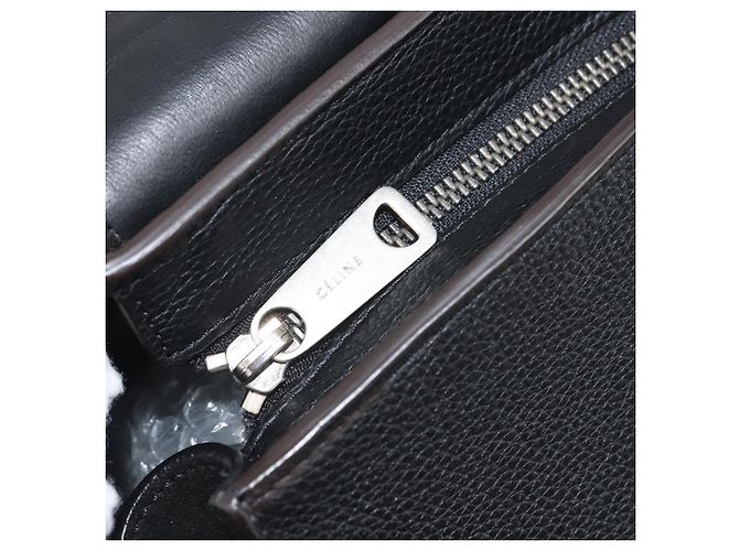 Céline Borsa Trapeze in pelle e suede nera argento autentica 165042 Nero - vista 18