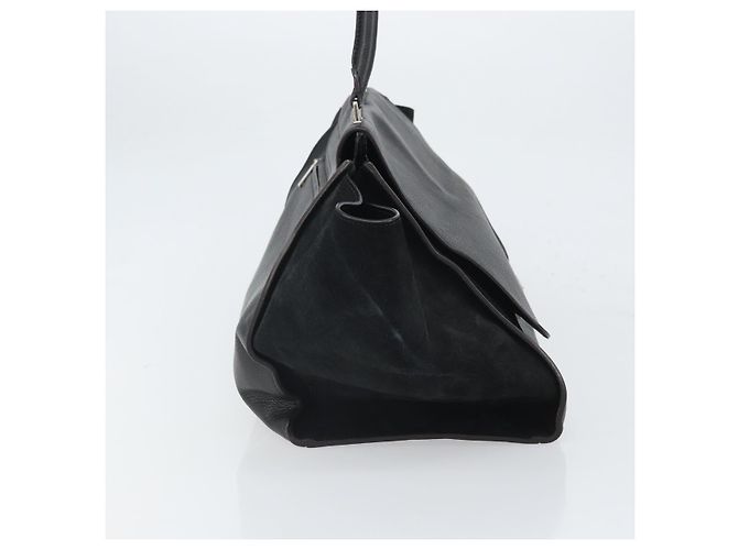 Céline Borsa Trapeze in pelle e suede nera argento autentica 165042 Nero - vista 4