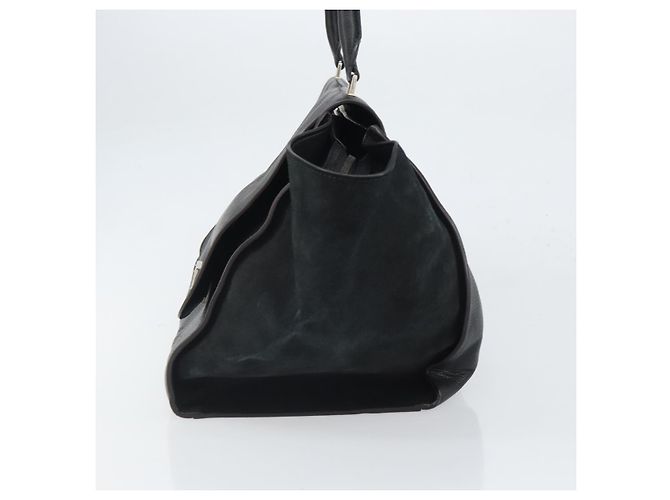 Céline Borsa Trapeze in pelle e suede nera argento autentica 165042 Nero - vista 5