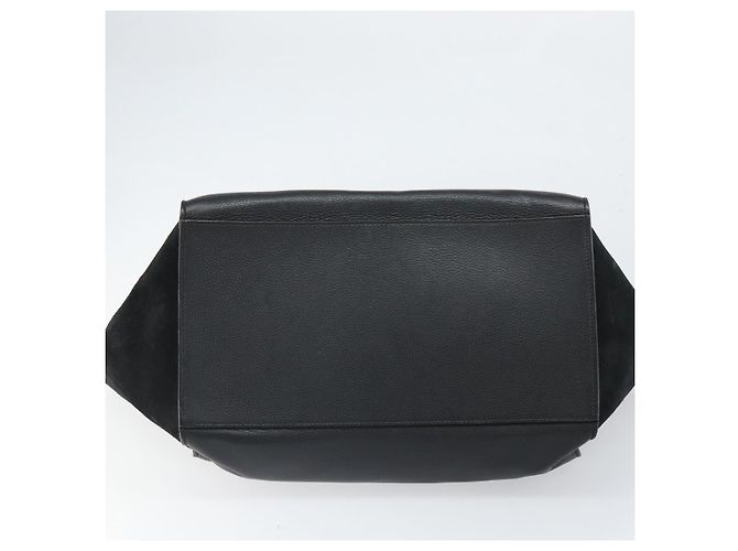 Céline Borsa Trapeze in pelle e suede nera argento autentica 165042 Nero - vista 9