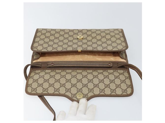 Gucci Borsa a Spalla GG Supreme PVC Beige Oro Auth ka2051 D'oro - vista 15