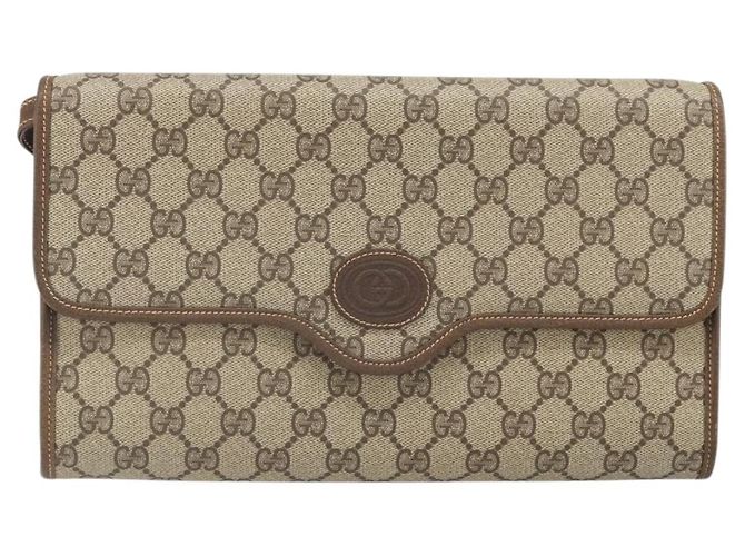 Gucci Borsa a Spalla GG Supreme PVC Beige Oro Auth ka2051 D'oro - vista 2
