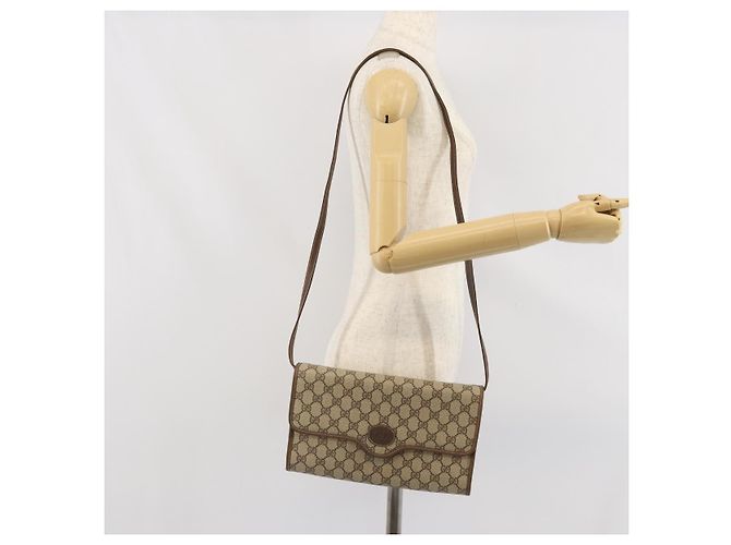 Gucci Borsa a Spalla GG Supreme PVC Beige Oro Auth ka2051 D'oro - vista 23