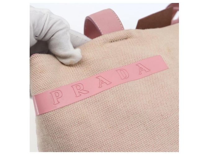 Prada Tote Bag aus Canvas Rosa Silber Auth bs33108 Pink - Ansicht 14