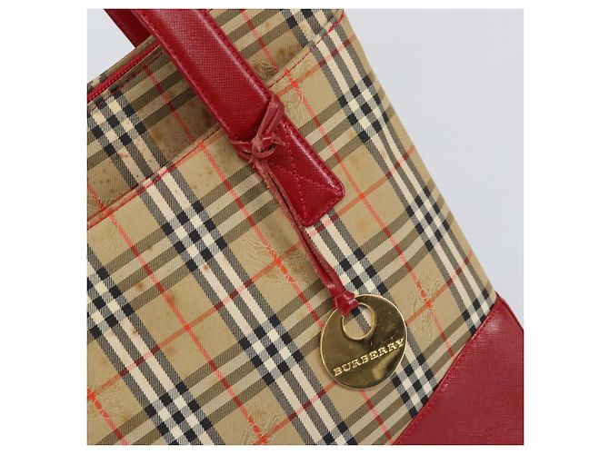 Borsa Tote Nova Check Burberry Canvas Beige Oro Auth 170246 D'oro - vista 14