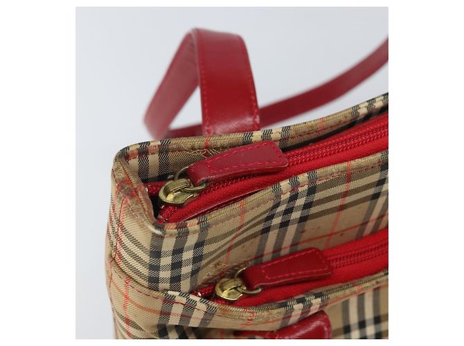 Borsa Tote Nova Check Burberry Canvas Beige Oro Auth 170246 D'oro - vista 15