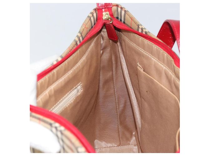 Borsa Tote Nova Check Burberry Canvas Beige Oro Auth 170246 D'oro - vista 17