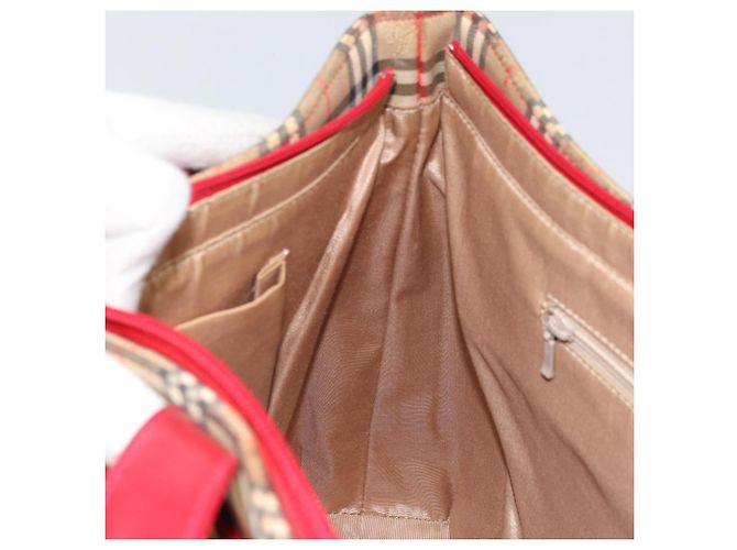Borsa Tote Nova Check Burberry Canvas Beige Oro Auth 170246 D'oro - vista 18