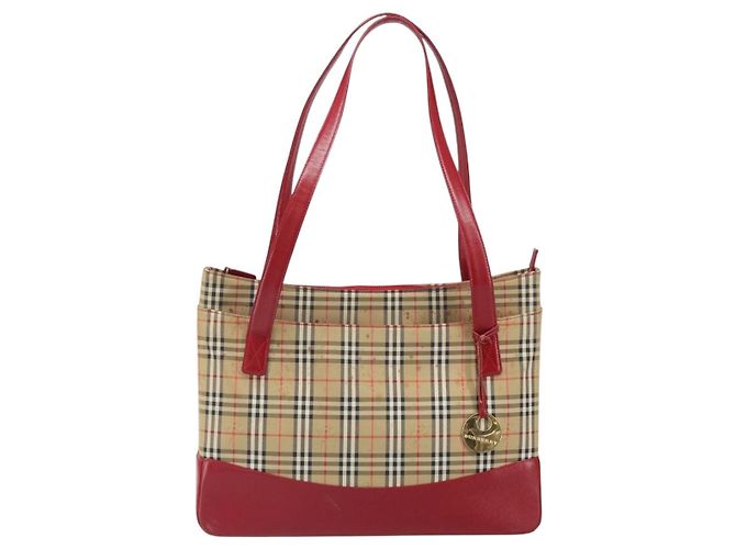 Borsa Tote Nova Check Burberry Canvas Beige Oro Auth 170246 D'oro - vista 2