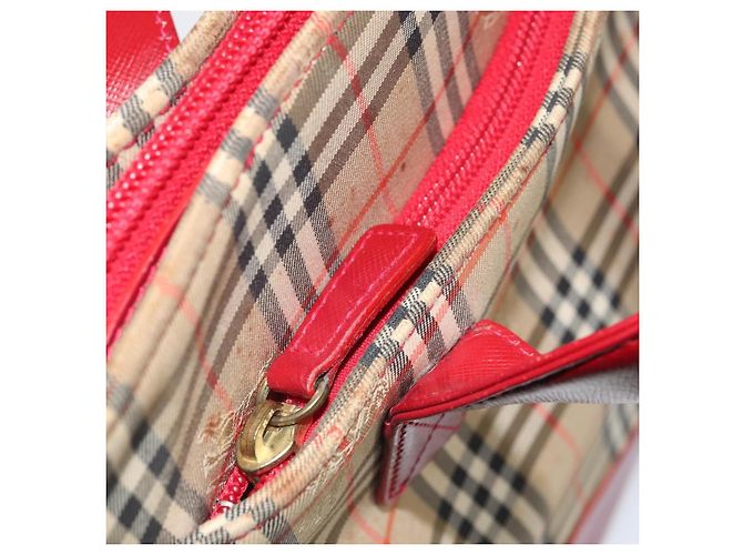 Borsa Tote Nova Check Burberry Canvas Beige Oro Auth 170246 D'oro - vista 21