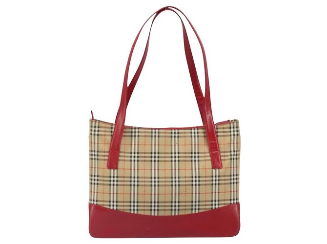 Borsa Tote Nova Check Burberry Canvas Beige Oro Auth 170246 D'oro - vista 3