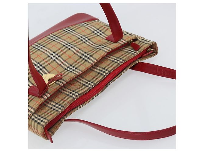 Borsa Tote Nova Check Burberry Canvas Beige Oro Auth 170246 D'oro - vista 6