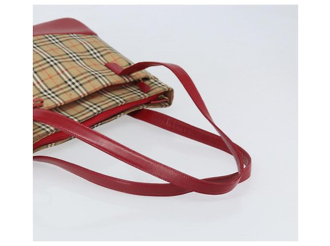 Borsa Tote Nova Check Burberry Canvas Beige Oro Auth 170246 D'oro - vista 7