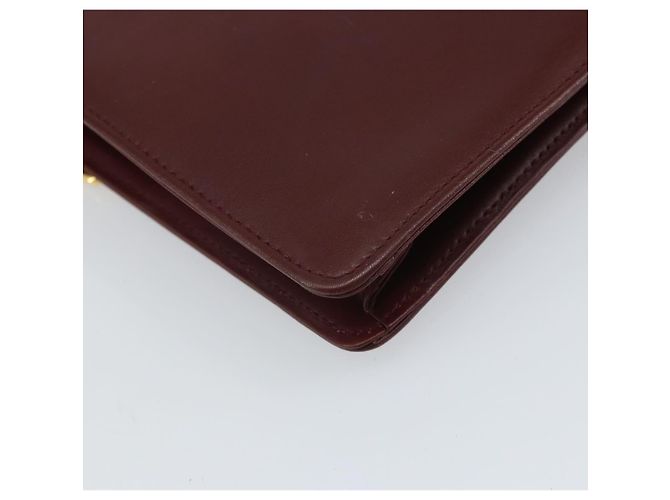Cartier Borsa a spalla Must Line in pelle Bordeaux oro Auth BA9921 D'oro Bordò - vista 13