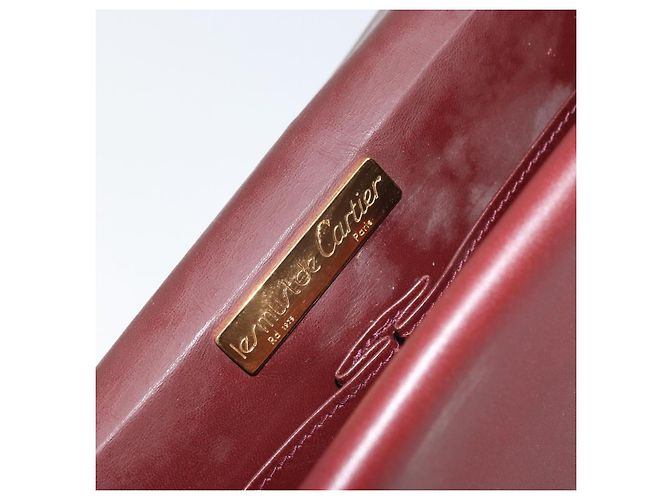 Cartier Borsa a spalla Must Line in pelle Bordeaux oro Auth BA9921 D'oro Bordò - vista 16