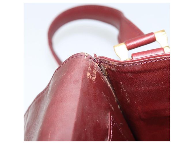 Cartier Borsa a spalla Must Line in pelle Bordeaux oro Auth BA9921 D'oro Bordò - vista 19