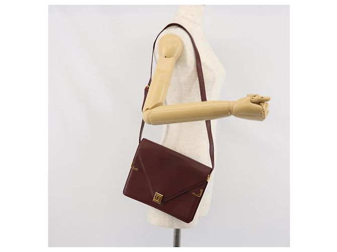 Cartier Borsa a spalla Must Line in pelle Bordeaux oro Auth BA9921 D'oro Bordò - vista 24