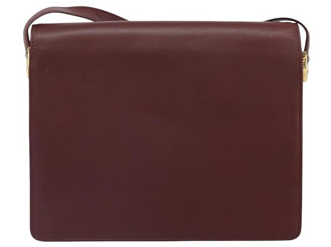 Cartier Borsa a spalla Must Line in pelle Bordeaux oro Auth BA9921 D'oro Bordò - vista 3