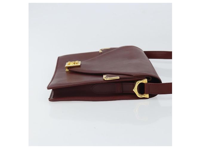 Cartier Borsa a spalla Must Line in pelle Bordeaux oro Auth BA9921 D'oro Bordò - vista 4